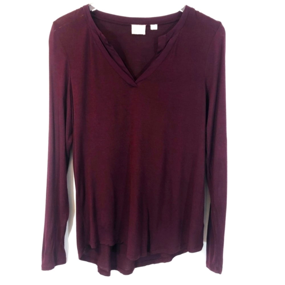 Anthropologie Postmark Maroon Split Neck Tunic To… - image 2